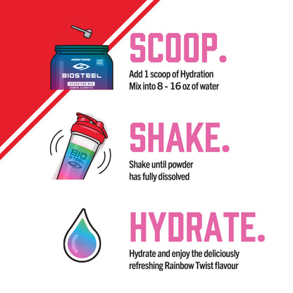BioSteel Hydration Mix, Great Tasting Hydration with Zero Sugar, and No Artificial Flavours or Preservatives, Rainbow Twist Flavour, 100 Servings per Tub