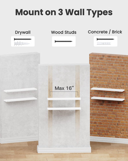 Amada 24 inch L Floating Shelves with Invisible Brackets, Set of 2, White AMADA HOMEFURNISHING