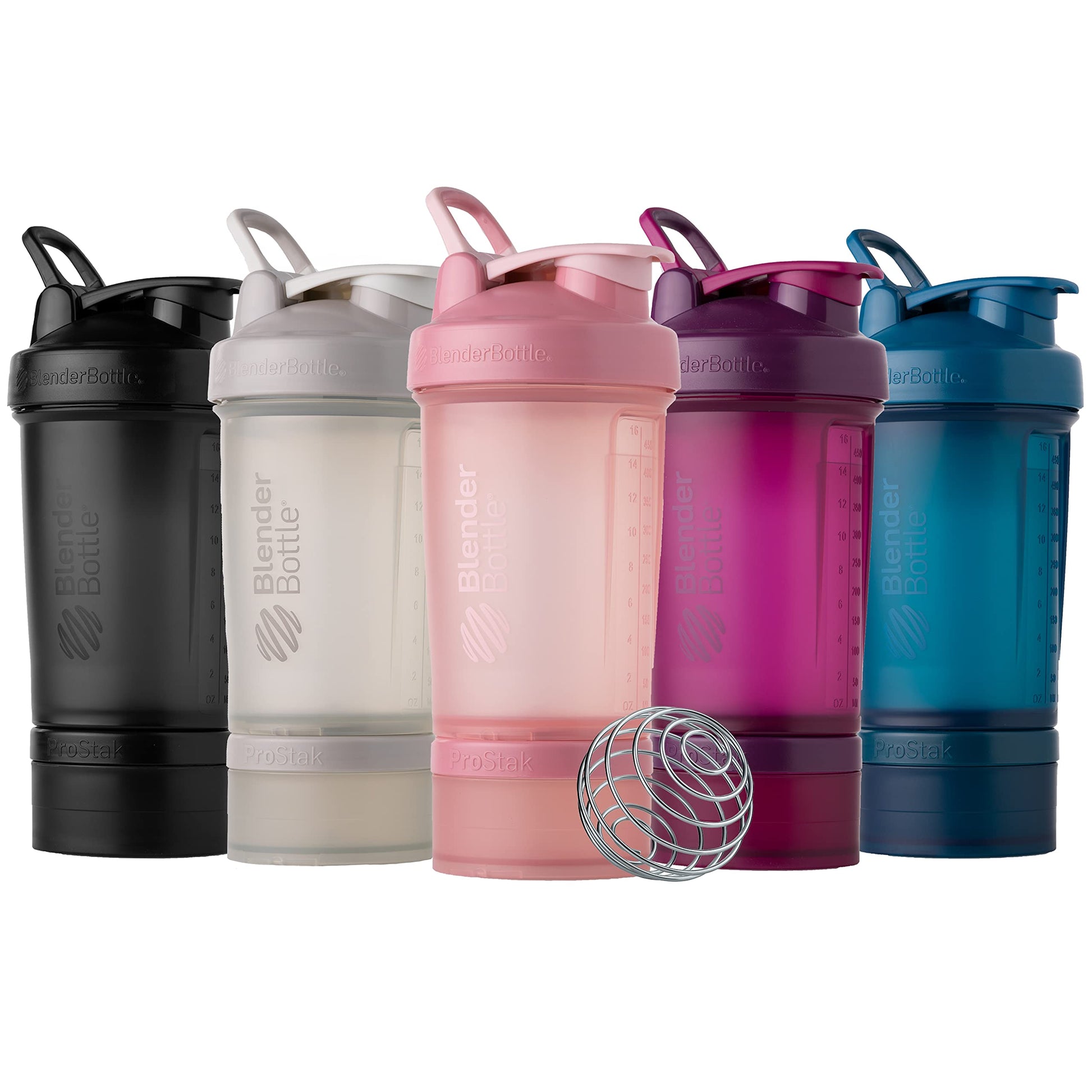 BlenderBottle Shaker Bottle with Pill Organizer and Storage for Protein Powder, Classic V2 ProStak System, 22-Ounce, Smoke Grey BlenderBottle