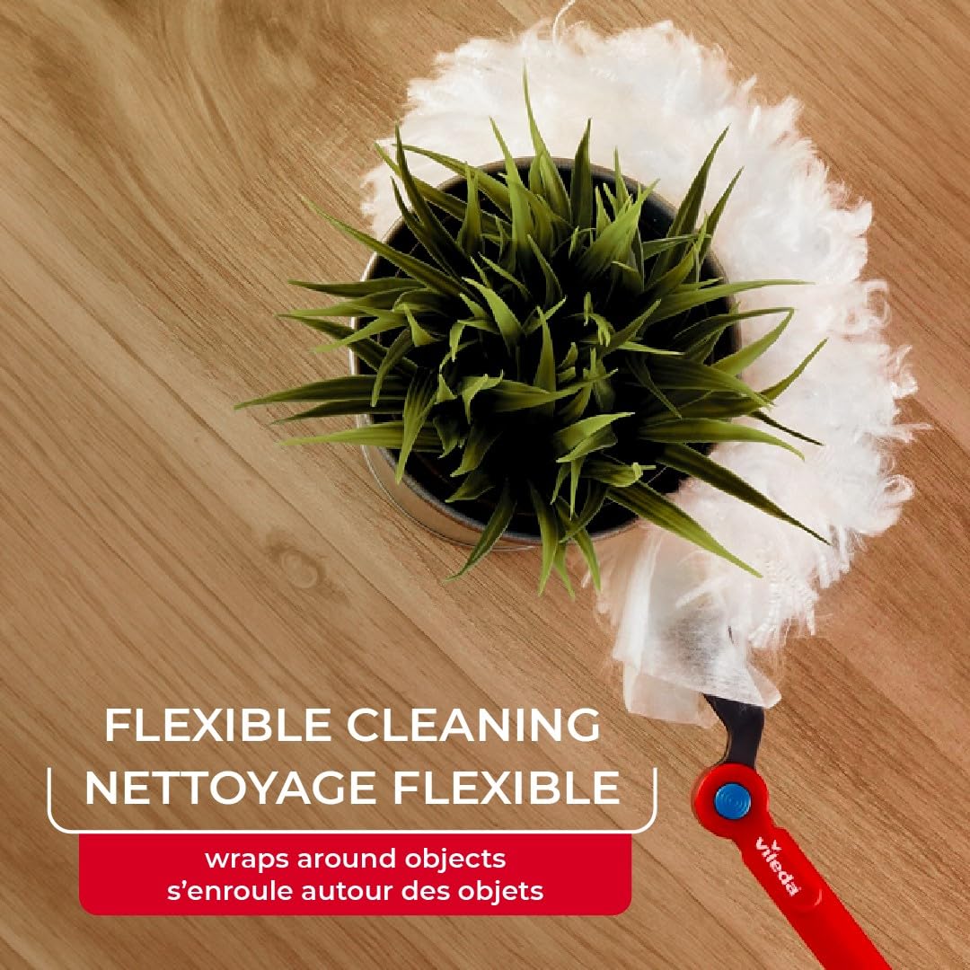 Vileda Duster | Flex & Catch Heavy Duty Dusting Kit with 15 Disposable Duster Refills | Extendable 3 Ft Handle with Secure Hook | Traps 3X More Dust Than Feather Dusters - Available at All In One Marketplace Canada