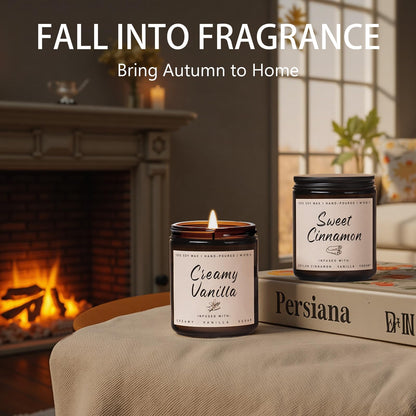 Fall Candle Set, 6 Pack Candles for Home Scented, Autumn Soy Wax Candle Holiday Gifts Set for Men and Women, Home Fall Decor, Fragrance of Wreath/Apple/Latte/Harvest/Vanilla/Cinnamon 🍁 All In One Marketplace Canada