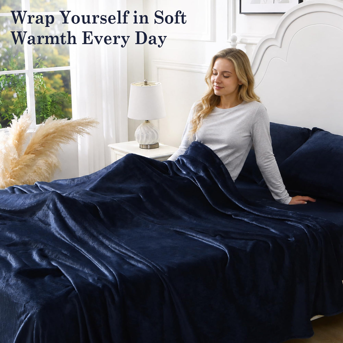 Viviland Plush Micro Polar Fleece Queen Bed Sheet Set for Winter, Navy Blue 🍁 All In One Marketplace Canada