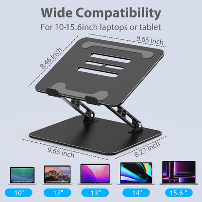 Gogoonike Adjustable Laptop Stand for Desk, Metal Foldable Laptop Riser, Portable Laptop Holder, Ventilated Cooling Computer Notebook Stand Compatible with 10-15.6” Laptops - Available at All In One Marketplace Canada