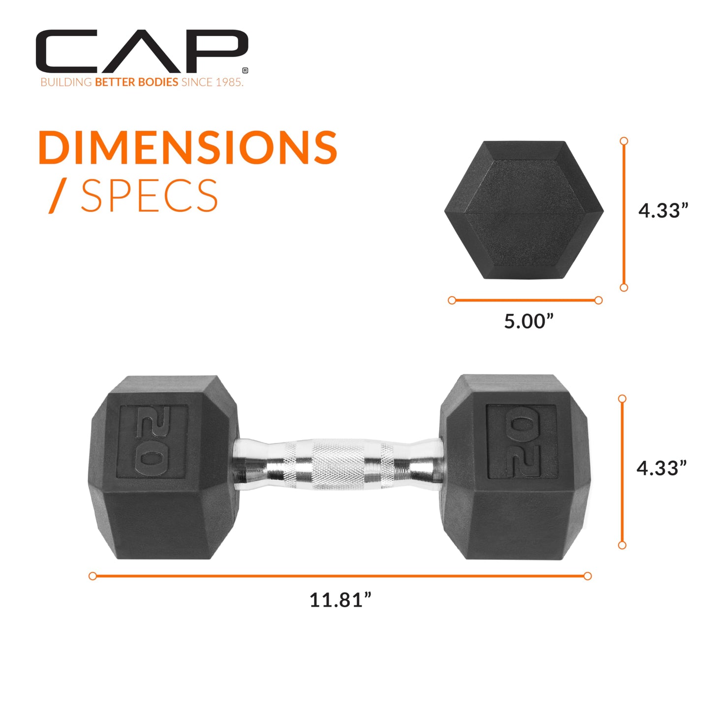 CAP Barbell 20 lb Rubber Coated Hex Dumbbell Weight 🍁 All In One Marketplace Canada