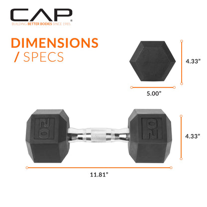 CAP Barbell 20 lb Rubber Coated Hex Dumbbell Weight 🍁 All In One Marketplace Canada