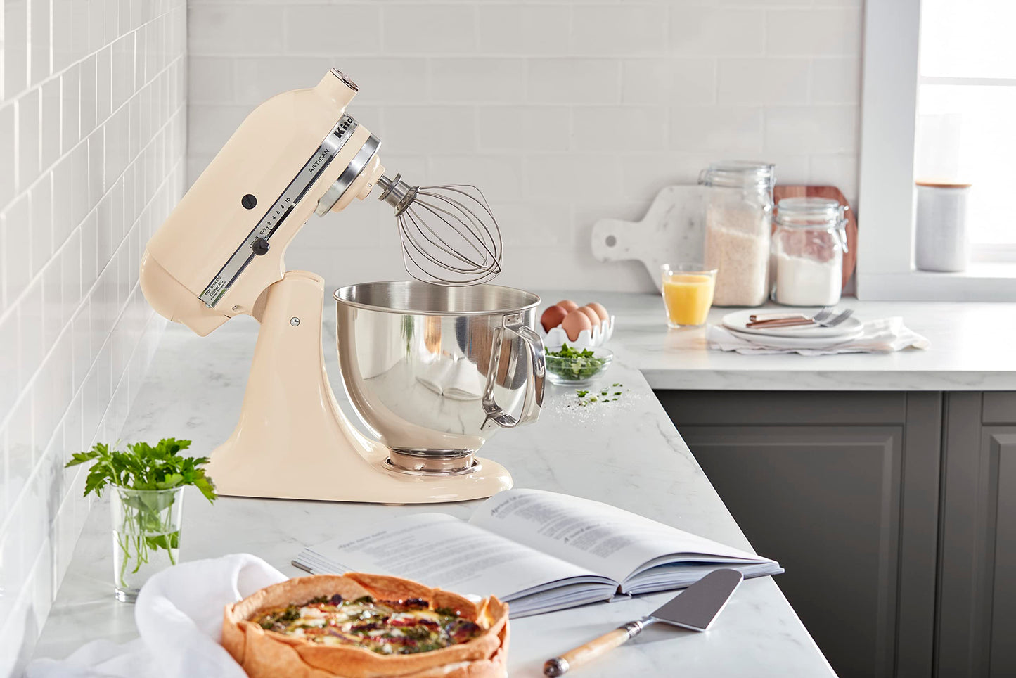 KitchenAid Artisan Series 5-Quart Tilt-Head Stand Mixer, Almond Cream, KSM150PSAC 🍁 All In One Marketplace Canada