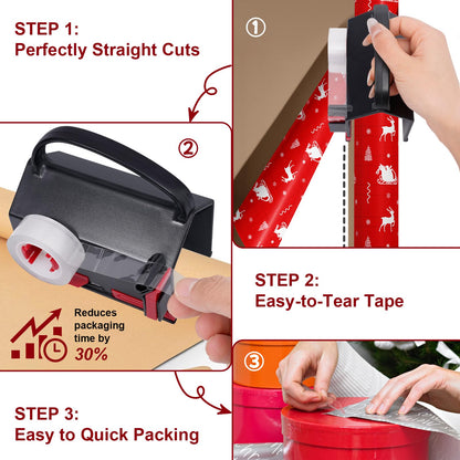 (2-Pack) Wrapping Paper Cutter & Tape Dispenser Dual Use Gift Wrapping Tool 🍁 All In One Marketplace Canada