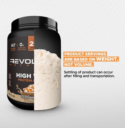 Revolution Nutrition High Whey Protein Powder 2LB - 25g Protein Per Serving, Gluten Free (Caramel Iced Cappuccino)