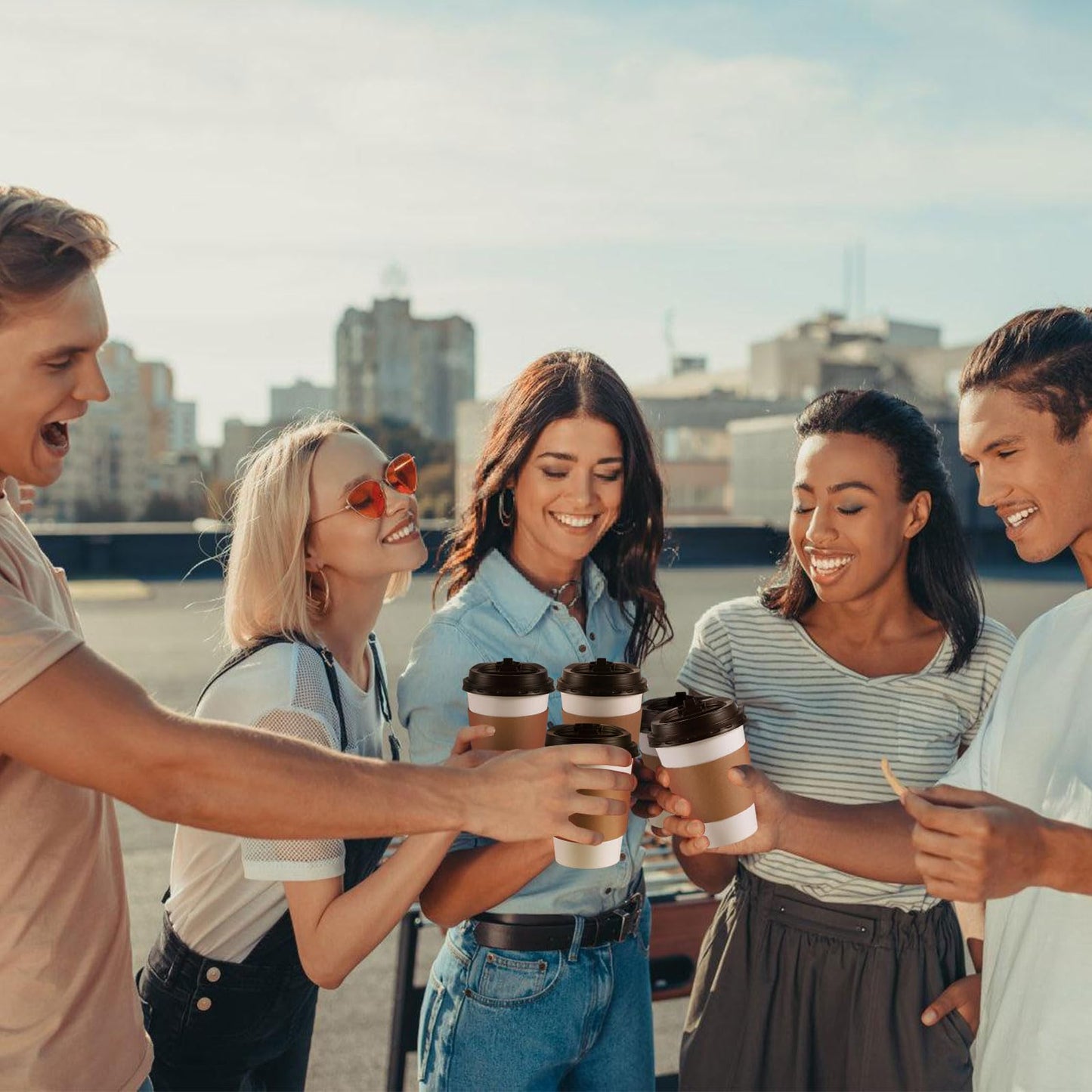 120 Pack Paper Coffee Cups Disposable Paper Party Cups Bulk to Go Hot/Cold Beverage Drinking Cups with Lids, Sleeves, Straws Paper Cups Bundle for Party Travel Home Restaurant Cafe (White, 12 oz) - Available at All In One Marketplace Canada