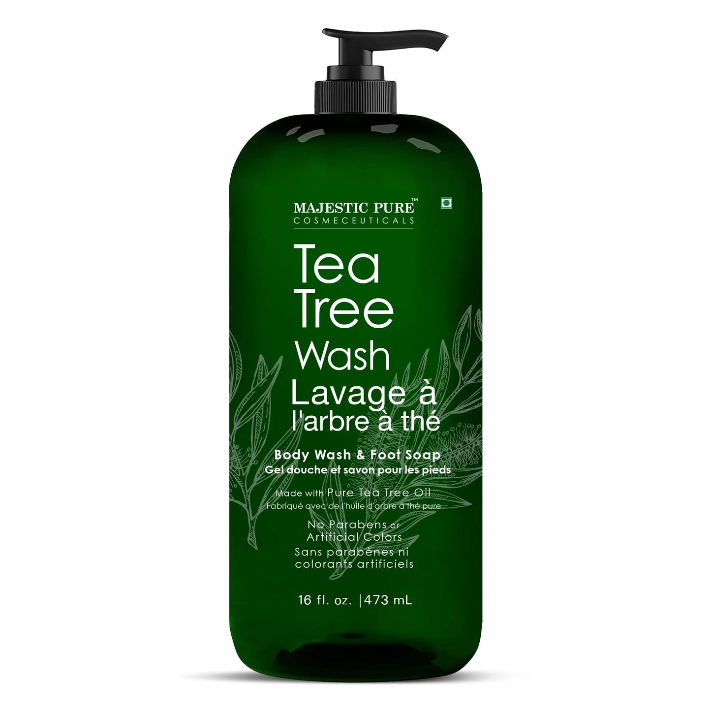 MAJESTIC PURE Tea Tree Body Wash with Collagen - Helps Nail Fungus, Athletes Foot, Ringworms, Jock Itch, Acne, Eczema & Body Odor - Soothes Itching - (Packaging May Vary), 16 fl oz - Available at All In One Marketplace Canada