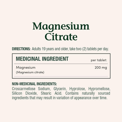 NATURE'S BOUNTY Magnesium Citrate, 200 mg, 75 Tablets
