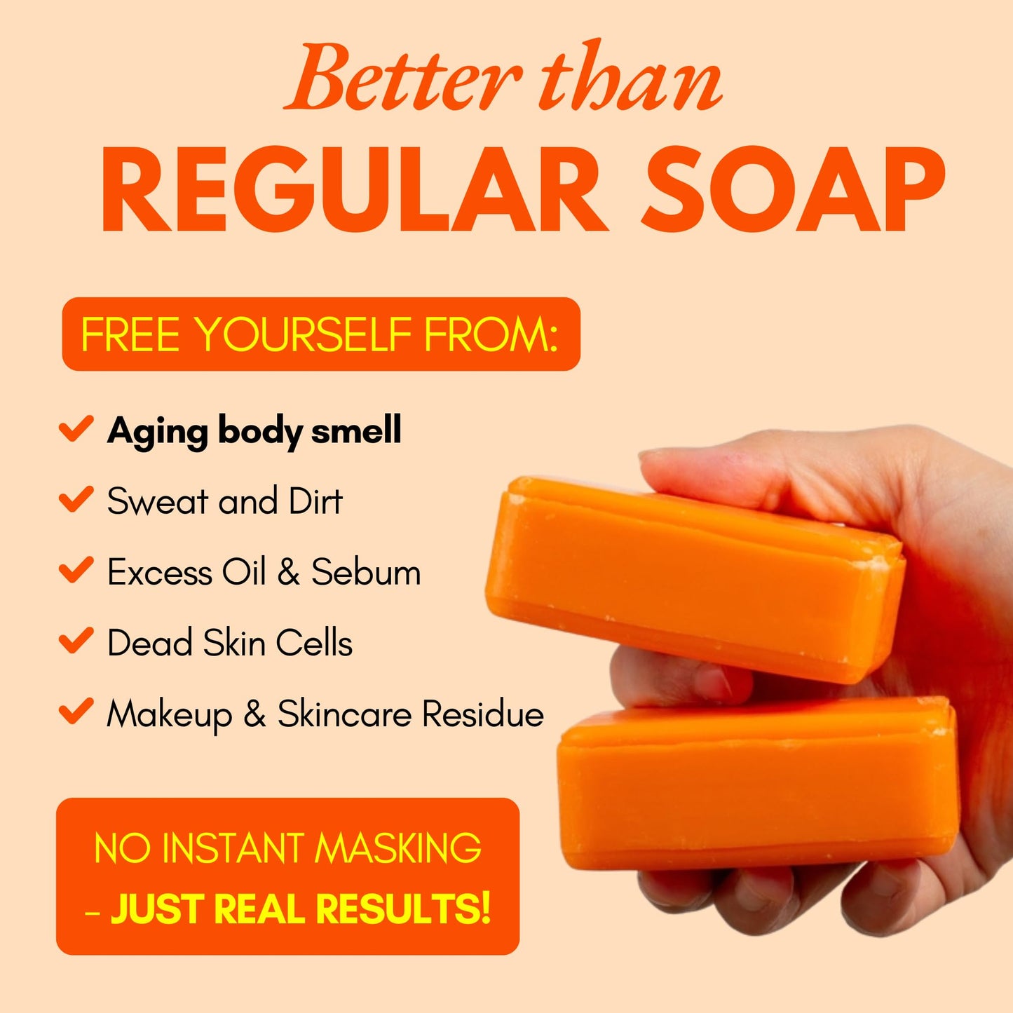 Muun Persimmon Soap (Pack 3) For Old People Smell, Aging Odor - Japanese Deodorant Soap, Deodorizing Body Wash, Smooth Deeply Cleansing - Body Odor Eliminator for Women & Men - Available at All In One Marketplace Canada