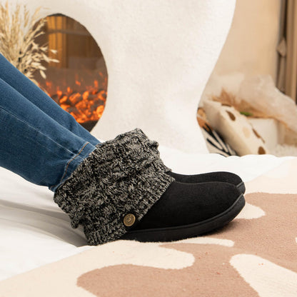 FamilyFairy Women's Bootie Slippers Warm Winter Boots Black, 9-10 🍁 All In One Marketplace Canada