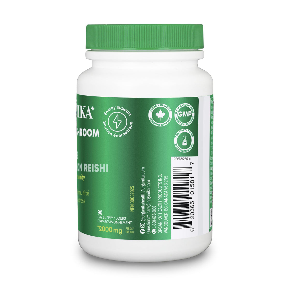 Organika Mushroom Extract - Reishi 180 Vcaps