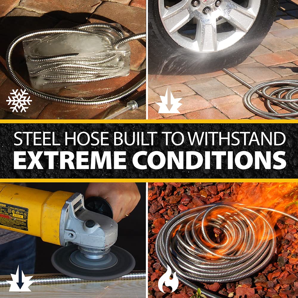Bionic Steel Metal Garden Hose 75 Ft, Rust Proof 304 Stainless Steel Water Hose with Brass Fittings, Flexible & Heavy Duty Hose, Lightweight, Kink Free & Easy Coil Outdoor Hose- 2021 Model…