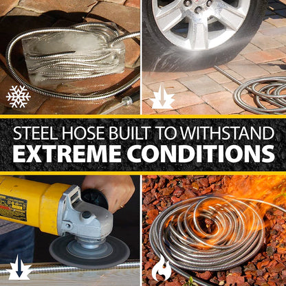 Bionic Steel Metal Garden Hose 75 Ft, Rust Proof 304 Stainless Steel Water Hose with Brass Fittings, Flexible & Heavy Duty Hose, Lightweight, Kink Free & Easy Coil Outdoor Hose- 2021 Model…