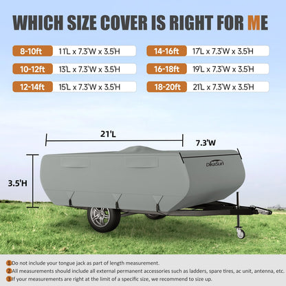 DikaSun Pop Up Camper Cover 10'-12', Upgraded 9-Layers Top Waterproof Pop-up Tent Trailer Cover Anti-UV Folding Camper RV Cover for Motor Home Winter Snow Protection 🍁 All In One Marketplace Canada