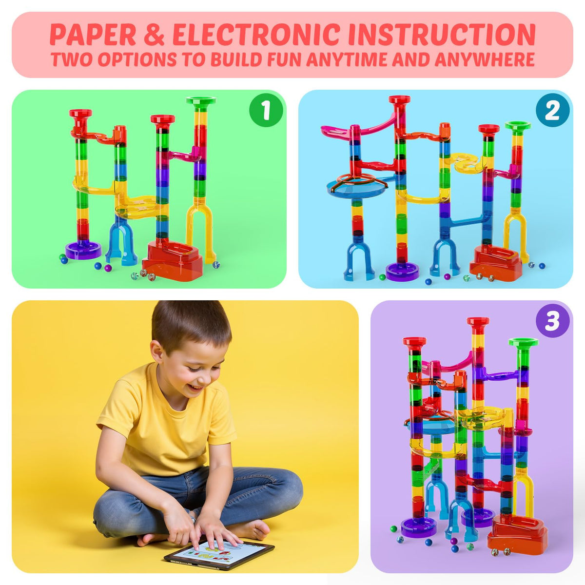 Marble Run, 109 Pcs Marble Maze Race Building Blocks Toy Game & STEM Learning Toys Christmas Birthday Gift for Kids Aged 3-12 🍁 All In One Marketplace Canada