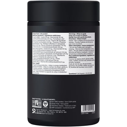 Sports Research® Vitamin B-Complex - Full Spectrum of B Vitamins with Methylated B12 & Folate - Gluten Free · Plant-Based · Non-GMO · Vegan-Friendly Formula - 120 Veggie Softgels - Available at All In One Marketplace Canada