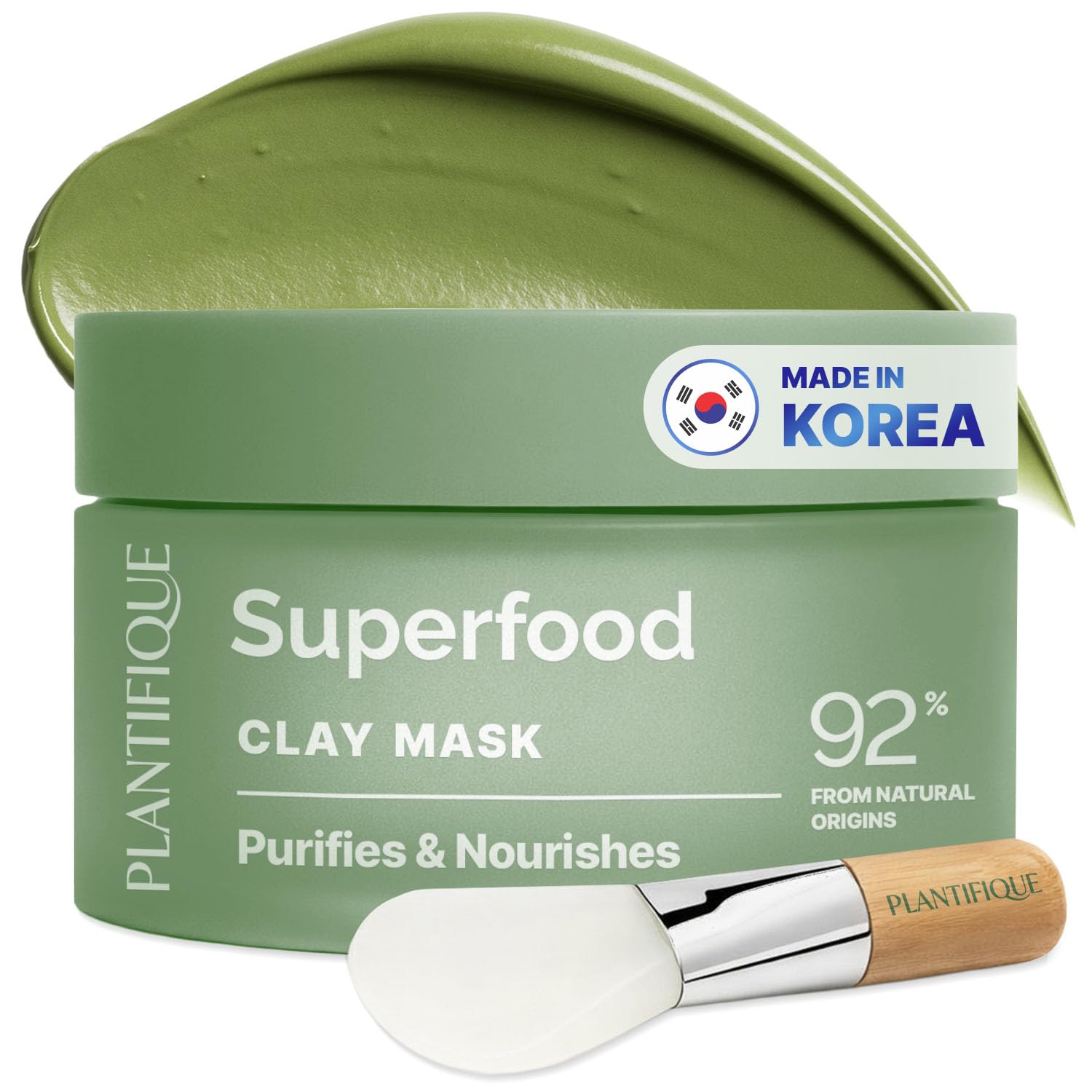 PLANTIFIQUE Clay Mask with Avocado & Superfoods - Korean Face Masks Skincare Products - Dermatologically Tested - Masque Visage Beauté - Gift Idea, 110g / 3.88 fl oz - Available at All In One Marketplace Canada