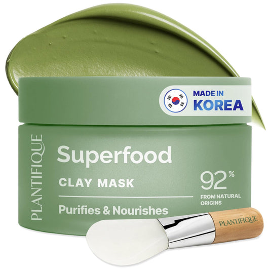 PLANTIFIQUE Clay Mask with Avocado & Superfoods - Korean Face Masks Skincare Products - Dermatologically Tested - Masque Visage Beauté - Gift Idea, 110g / 3.88 fl oz - Available at All In One Marketplace Canada