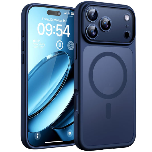 TOCOL Case for Phone 17 Pro, Full Camera Protection, Built-in Magnets, Compatible with Magsafe, Drop Protection, Translucent Matte Phone Case for Phone 17 Pro 6.3 inch (Dark Blue)
