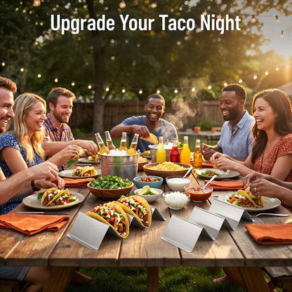 Bekith Stainless Steel Taco Holder Stand 6 Pack, Taco Holder Stand Tray with Handles, Up to 3 Tacos Each Keeping Shells Upright, Stylish Taco Shell Holders, Oven, Grill and Dishwasher Safe - Available at All In One Marketplace Canada