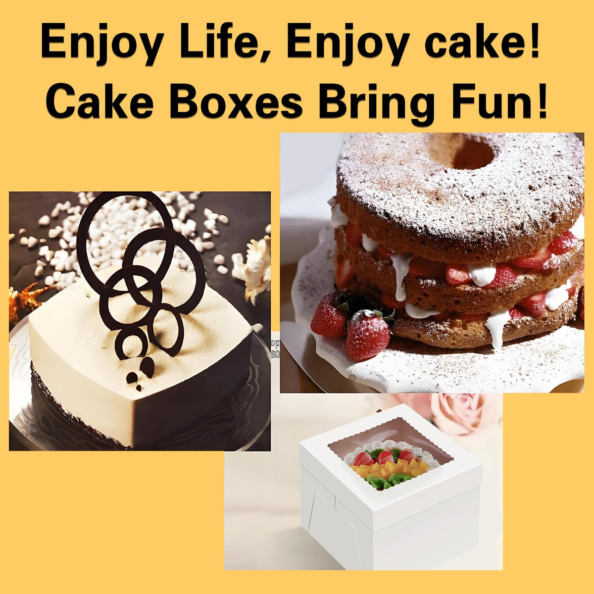 Packpal 20Pack 10 Inch Tall Cake Boxes With Cake Boards (10 boxes & 10 boards), 10X10X8 Inch White Bakery Boxes With Windown For Chocolates, Cajas Pasteles, Cookie, Pastries,Pie, Gift Cakes 🍁 All In One Marketplace Canada