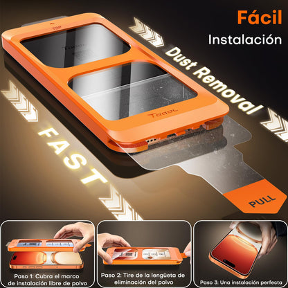 TOCOL 2 Pack for iPhone 16 Pro Max Screen Protector [Instant Installation][Auto-Dust Removal][HD Clear], Unbreakable 9H+Hardness Shatterproof Tempered Glass [Bubble Proof]