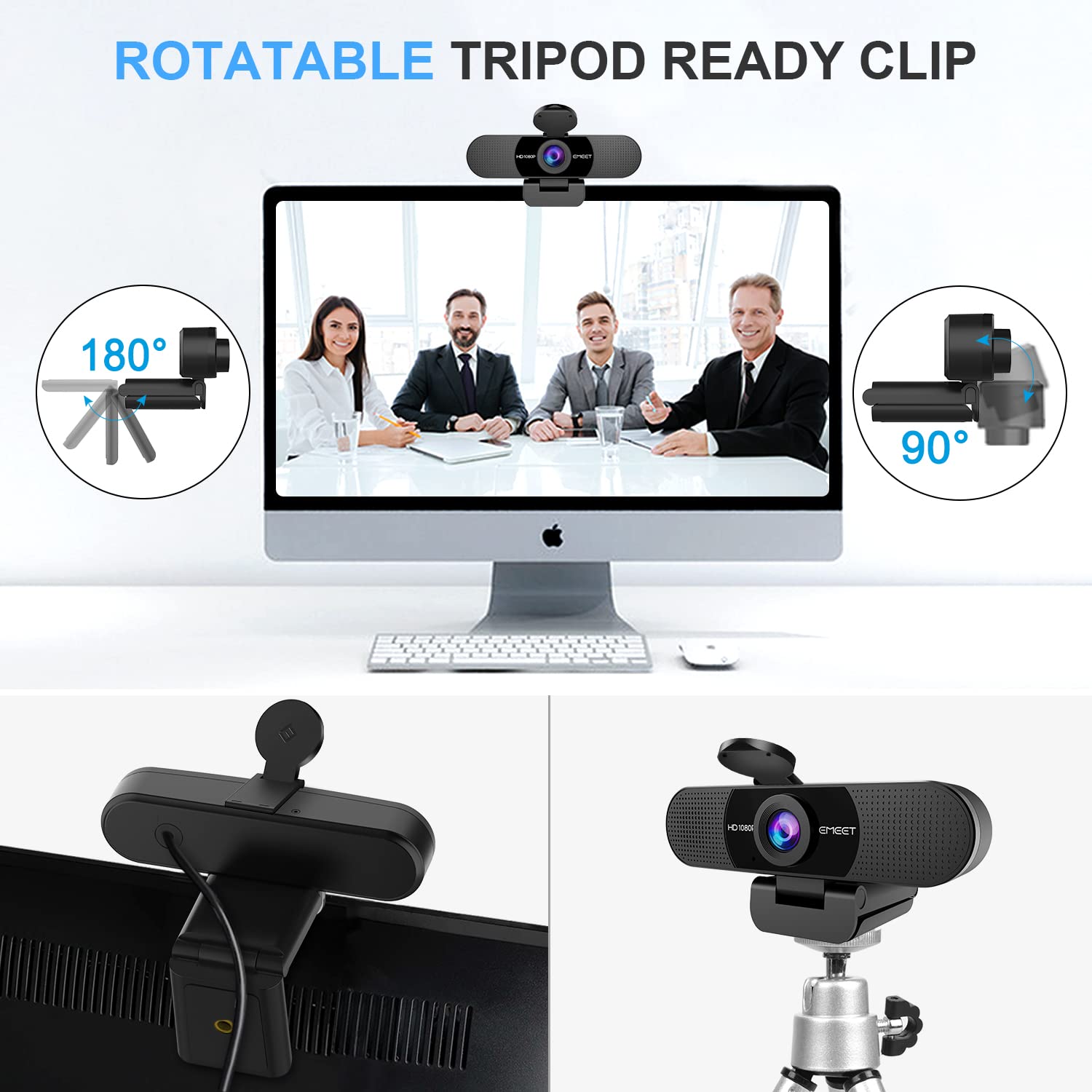 EMEET 1080P Webcam with Microphone, C960 Web Camera, 2 Mics Streaming Webcam, 90°FOV Computer Camera, Plug and Play USB Web Cam for Online Calling/Conferencing, Zoom/Teams/Facetime/YouTube, Laptop/PC - Available at All In One Marketplace Canada