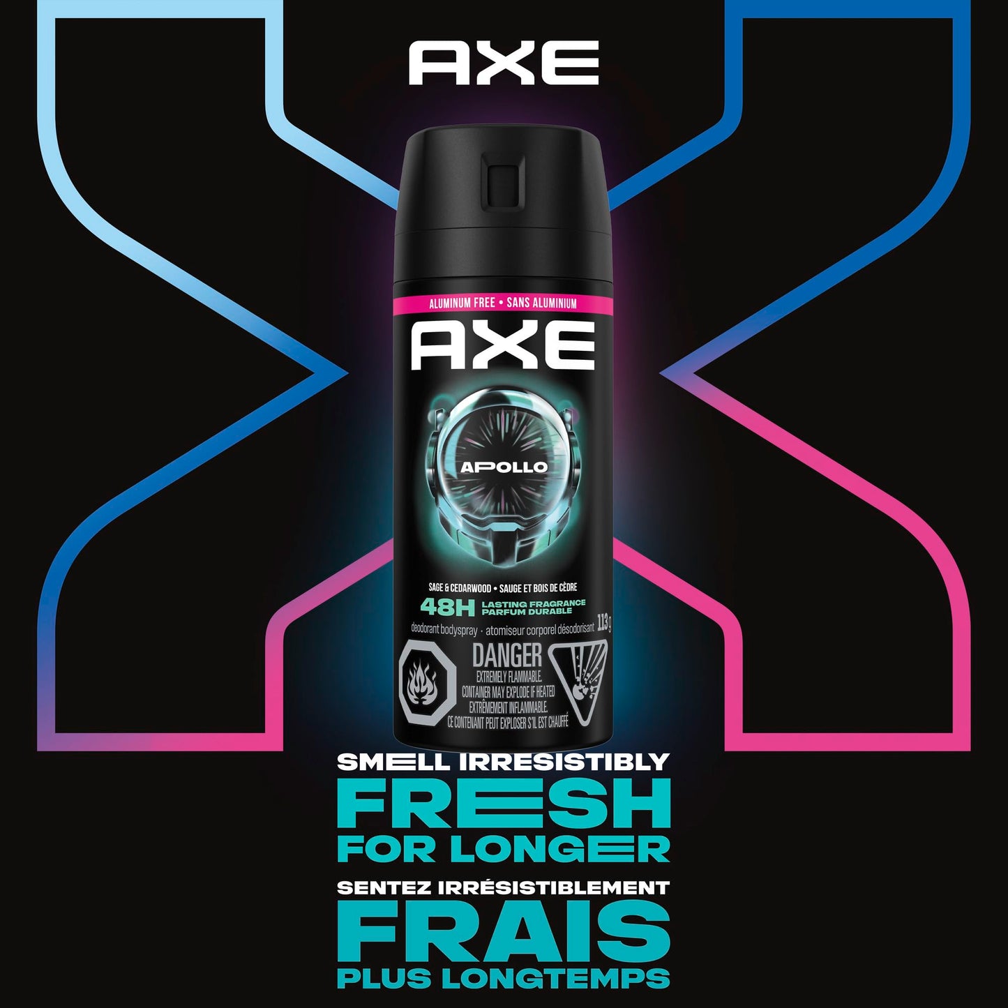 AXE Apollo Deodorant Body Spray, for long-lasting odour protection, Sage & Cedarwood, Aluminum-free Deodorant, 113g (Pack of 4) - Available at All In One Marketplace Canada