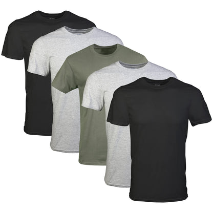 Gildan, Noir/Gris sport/Vert armée (paquet de 5), TG