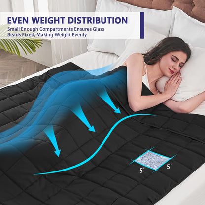 Weighted Blanket for Adults(20lbs,60"×80",Black) Queen Size for 190-210Ibs 🍁 All In One Marketplace Canada