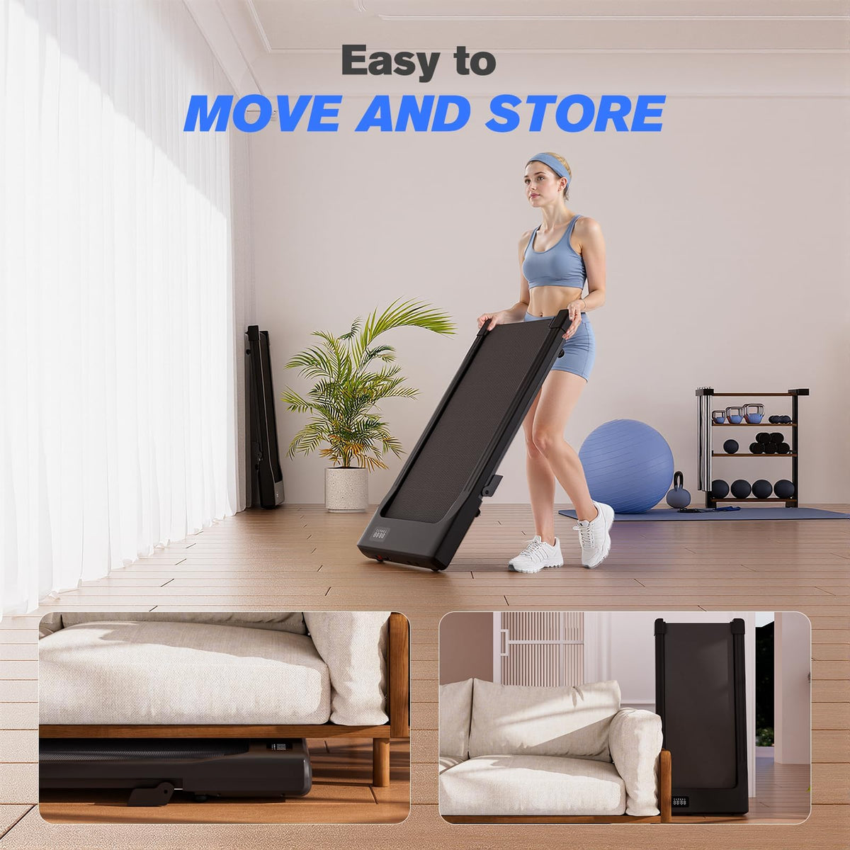 Lacuffy Walking Pad with 6% Incline, No-Assembly Under Desk Treadmill, 2.5 HP Quiet Motor, APP & Remote Control, LED Display, 305 lbs Capacity for Home/Office