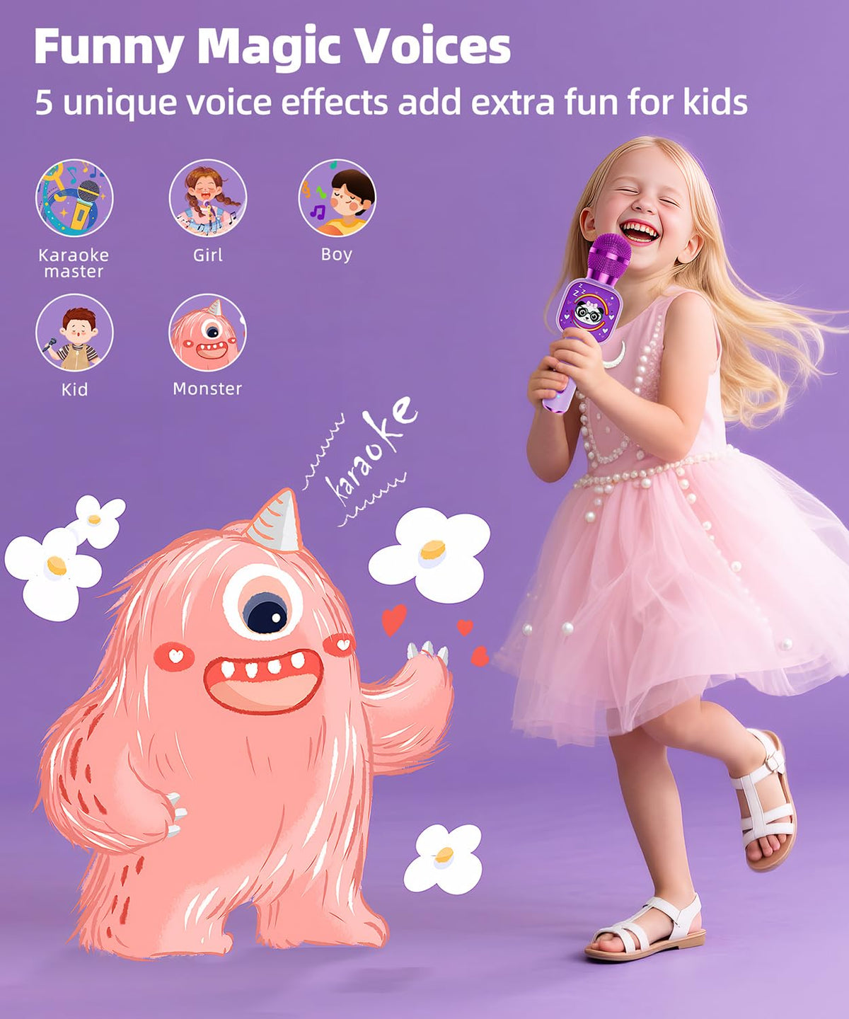 Kids Karaoke Microphone Mini, Bluetooth Voice Changer Toy Ages 3-12, Purple 🍁 All In One Marketplace Canada