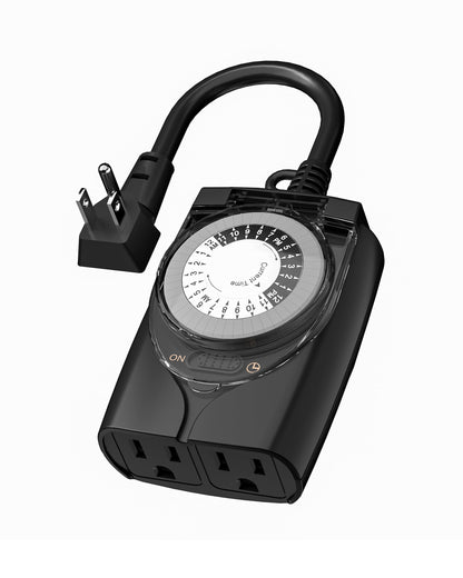 HBN Outdoor Timer Outlet,24 Hour Mechanical Timer,2 Grounded Outlets,1/2HP 🍁 All In One Marketplace Canada