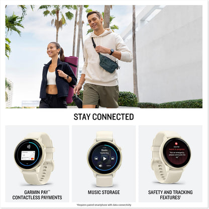 Garmin vívoactive® 6, Health and Fitness GPS Smartwatch, AMOLED Display, Up to 11 Days of Battery, Lunar Gold with Bone Band