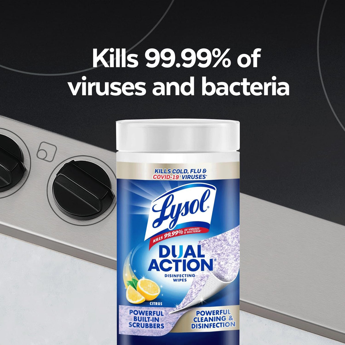 Lysol Dual Action Disinfecting Wipes, Scrubbing & Soft Texture, 12 X 35 ct