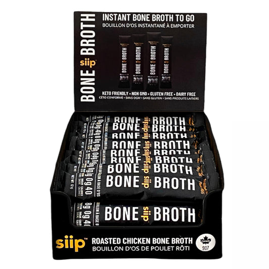 Siip Chicken Bone Broth Powder 25-Pack Single-Serve Sticks | Canadian-Made | High Protein & Collagen | Keto & Paleo Friendly