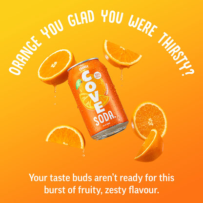 Orange Probiotic Soda Drink by Cove, Zero Sugar Healthy Soda Alt, 355ml, 12