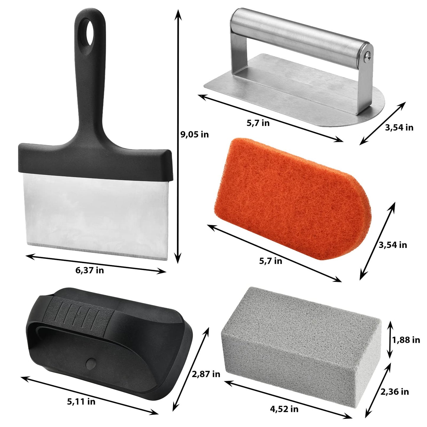 Griddle Cleaning Kit for Blackstone 15 Pieces - Heavy Duty Grill Cleaner Kit with Grill Stone, Griddle Scraper, & Griddle Brush with Stainless Steel Handle Easy to Use Flat Top Cleaning Kit - Available at All In One Marketplace Canada