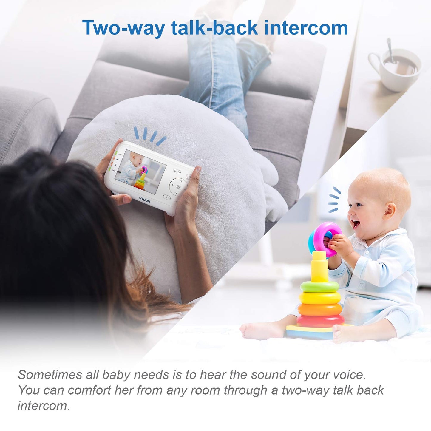 VTech VM3252-2 Digital Video Baby Monitor with 2.8" LCD 2 Cameras and Automatic Night Vision, 1 Count, White VTech