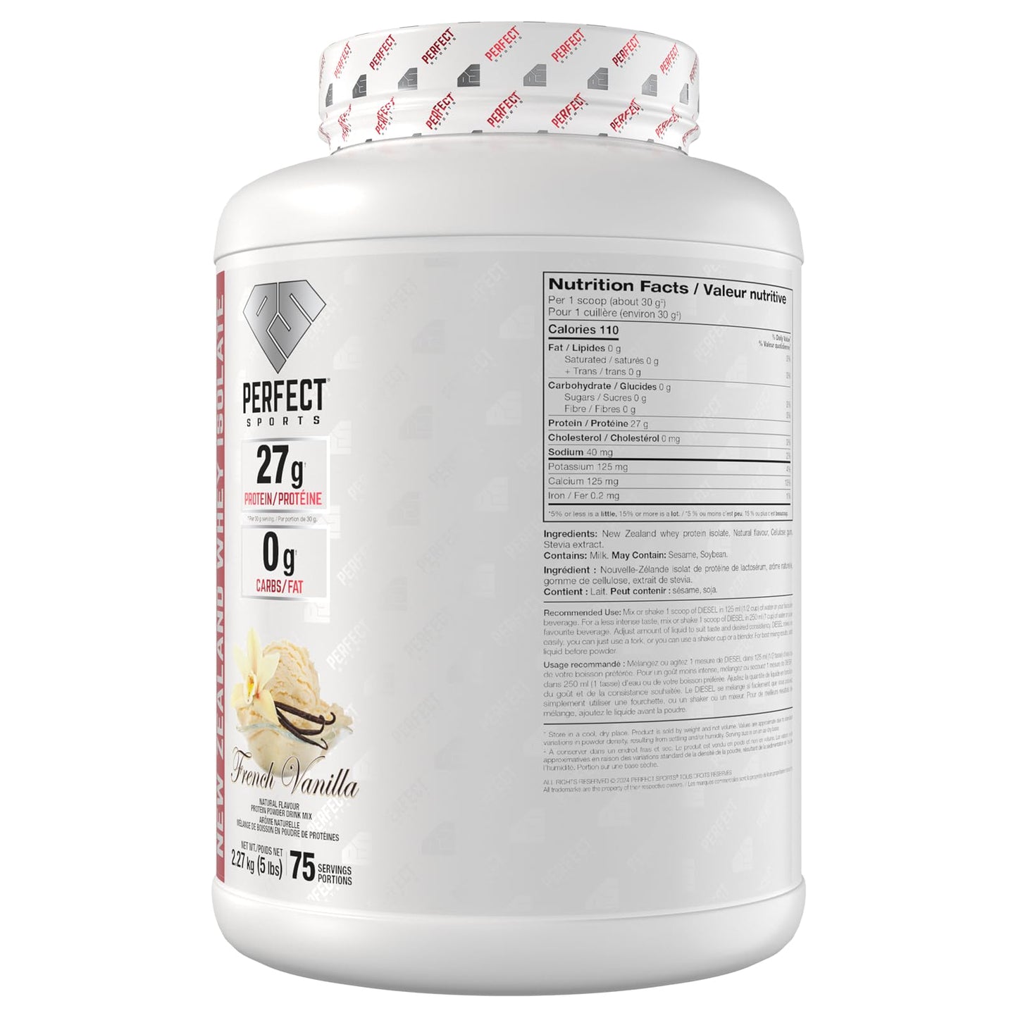 DIESEL 100% New Zealand Whey Isolate, Grass-Fed & Pasture Raised - French Vanilla 5lb