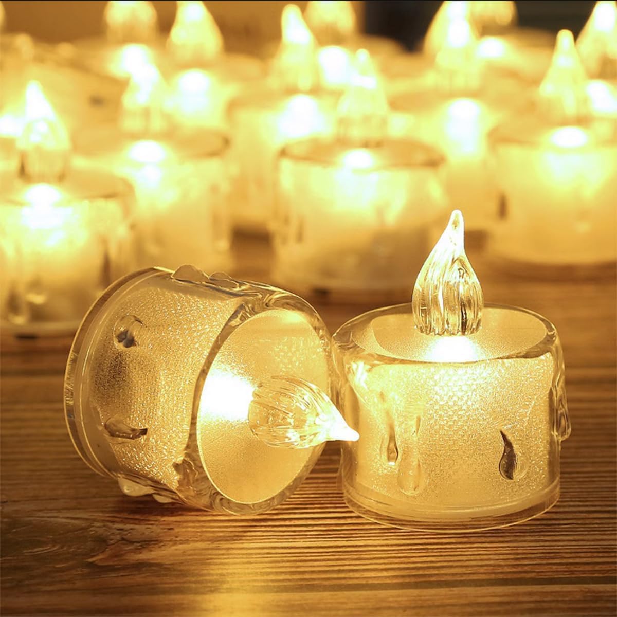 SupBri 24Pack Flameless Tea Lights Candles Battery Operated, Crystal Led Tealight Candles,Votive Candles Electric Fake Candles for Wedding Valentines Halloween Christmas 🍁 All In One Marketplace Canada