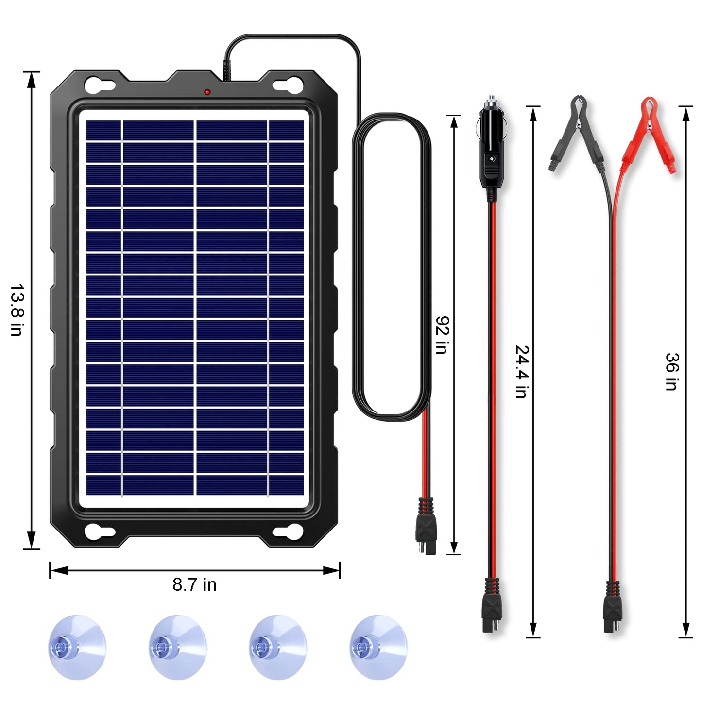 Solar Battery Trickle Charger for Car Battery, Portable and Waterproof Solar Battery Maintainer, Amorphous Silicon Solar Panel car Battery Charger (Solar Battery Charger 7.5W)