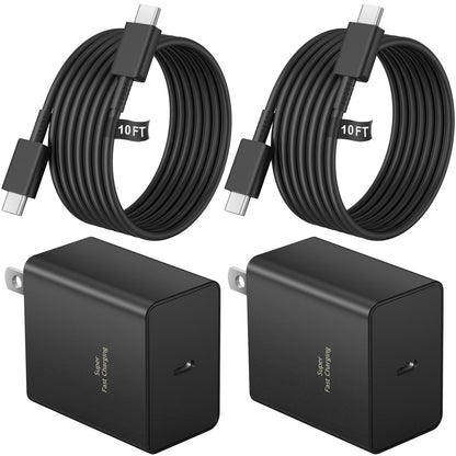 45 W Type C Charger Fast Charging,2-Pack USB C Fast Charger Adapter & USB C to USB C Cable,45W Super Fast Charger for Galaxy S24/S23/S22 Ultra/Plus/Note 20/S20/S21/Galaxy Tab S7/S8 (Black) - Available at All In One Marketplace Canada