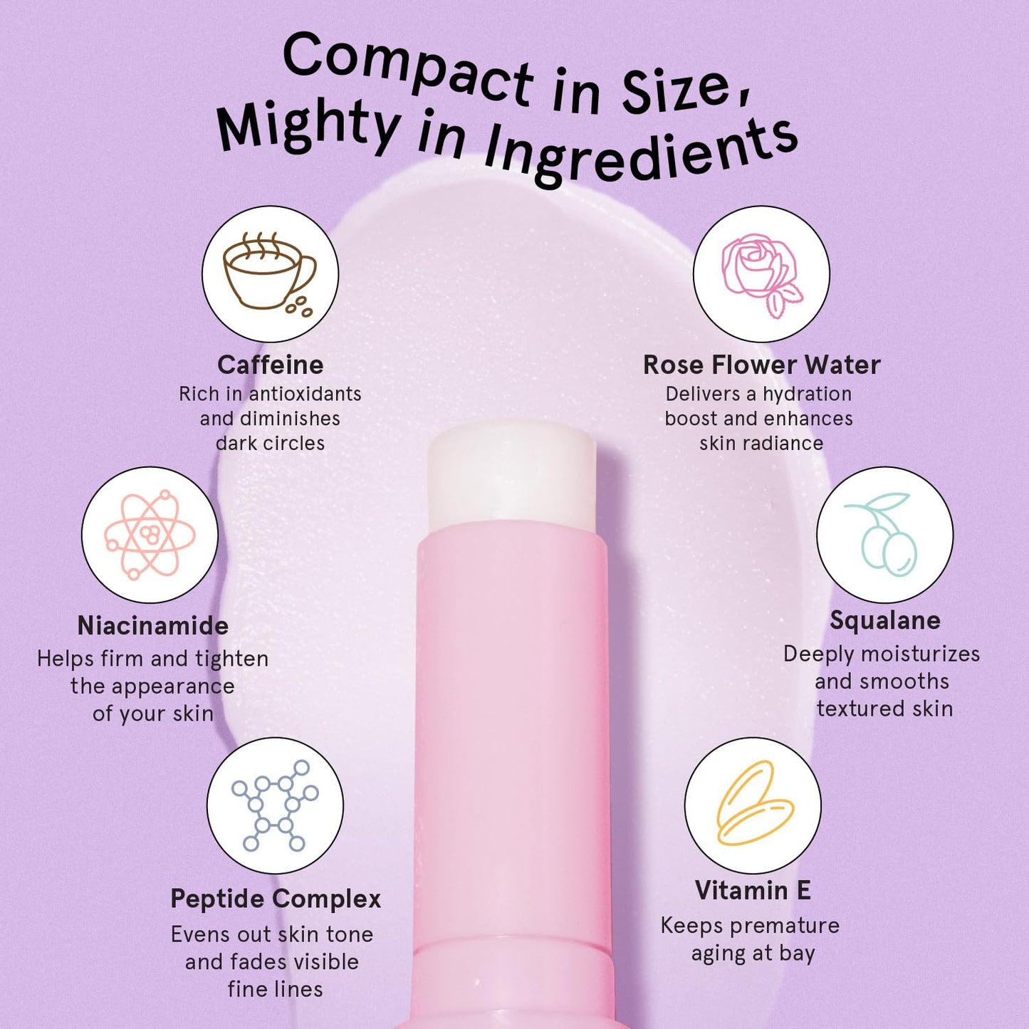 grace & stella Under Eye Brightener Balm Stick - Travel Essentials - Caffeine Eye Cream for Dark Circles, Puffiness, Wrinkles - Vegan Moisturizer Stick with Niacinamide, Hyaluronic Acid (0.13oz/3.5g)