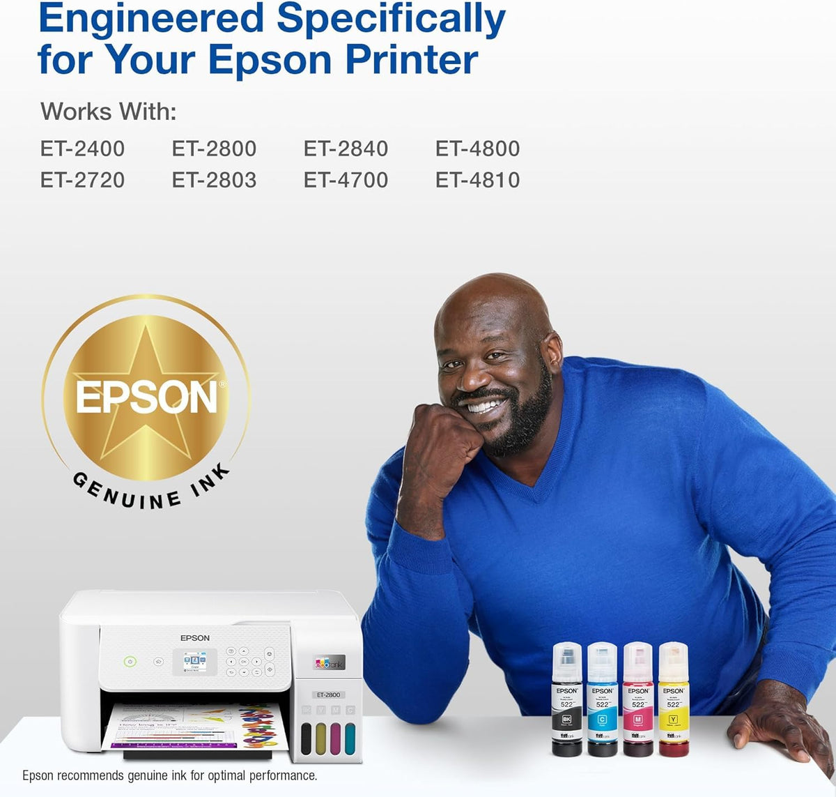 Epson 522 Genuine EcoTank Ink Refill Bottle 4 Color Combo Pack T522120-BCS