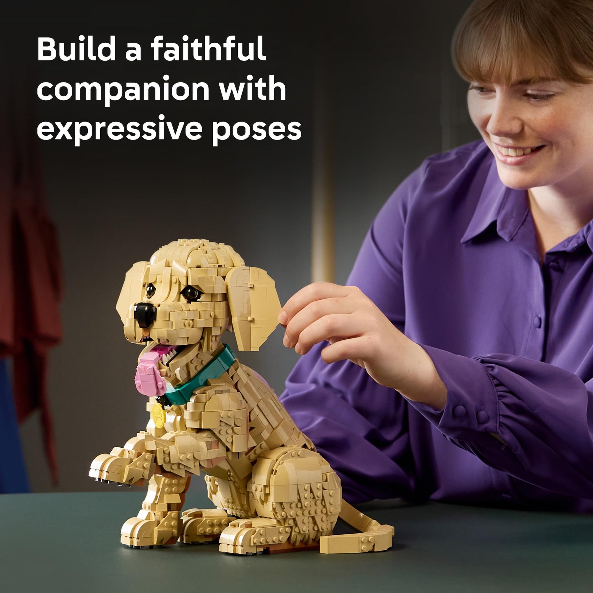 LEGO Icons Golden Retriever Puppy Building Set for Adults, Ages 18+ - Decor for Home, Bedroom, or Book Shelf - Gifts for Women & Men - Posable Dog Figure - 11384 LEGO