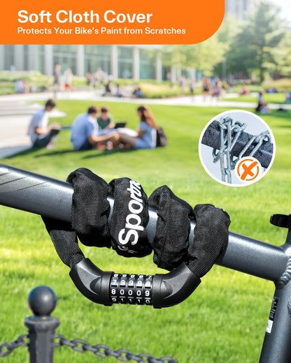 Bike Lock, 5-Digit Resettable Combination Bicycle Lock, Heavy Duty Anti-Theft Bike Chain Locks for Road Bike Mountain Bikes Cycling Locks
